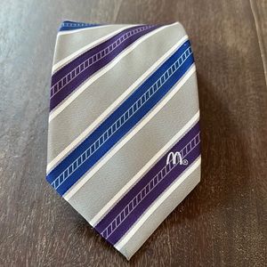 Vintage McDonald’s Royal Blue Purple Silver White Stripe Neck Tie